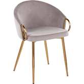 Claire Dining Chair in Silver Velvet & Gold Steel
